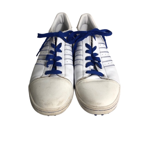 Adidas men’s white/blue spineless golf shoes. Sz 12 - Picture 4 of 5
